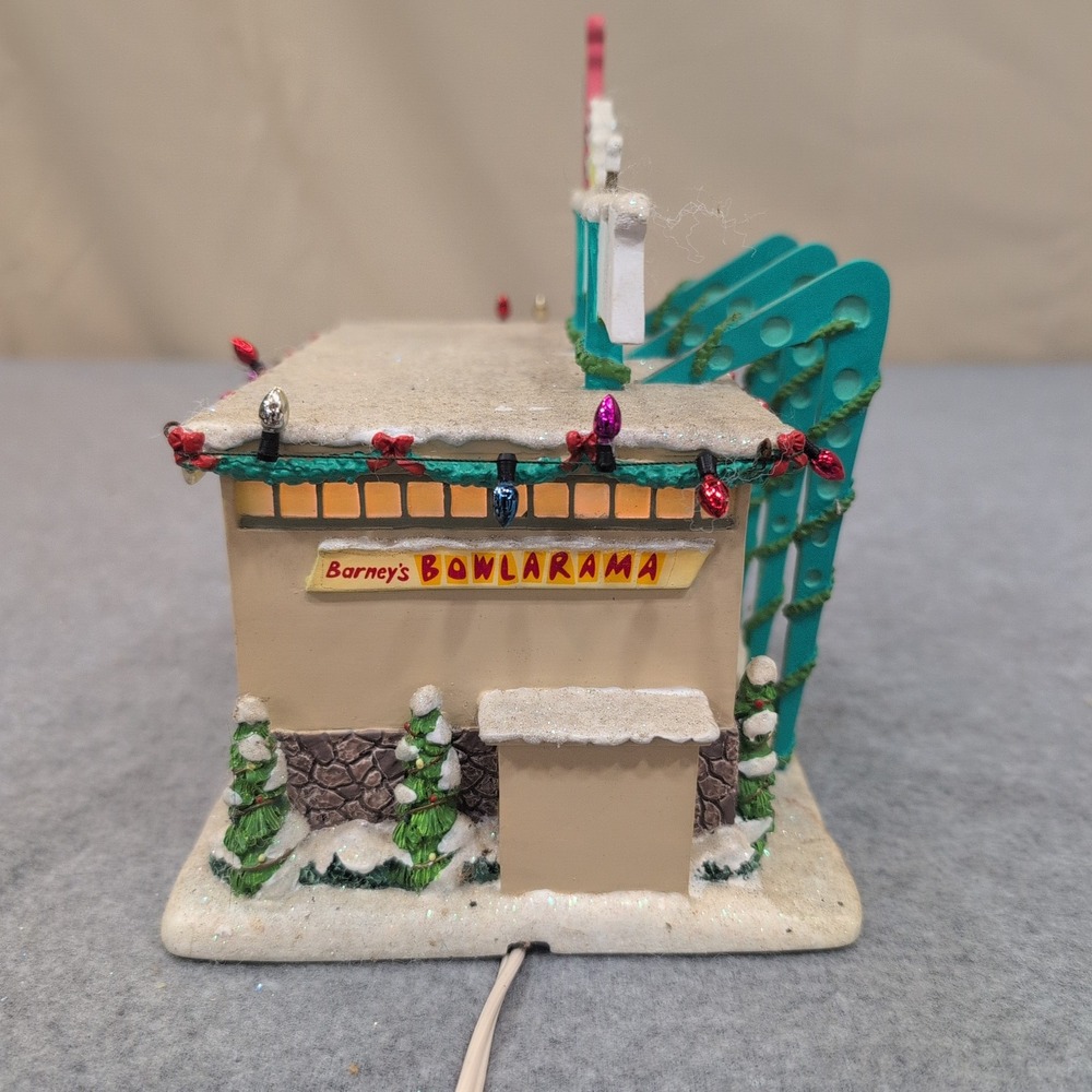 Barneys Bowlarama Lighted Christmas Village Building Retro Bowling Alley Decor - Picture 7 of 10